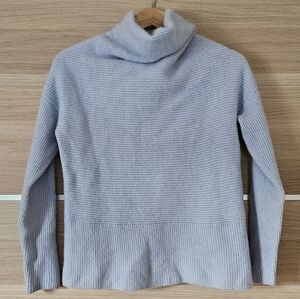 Pure Collection 100% Cashmere Ribbed Turtleneck Sweater Light Blue Size 8/10